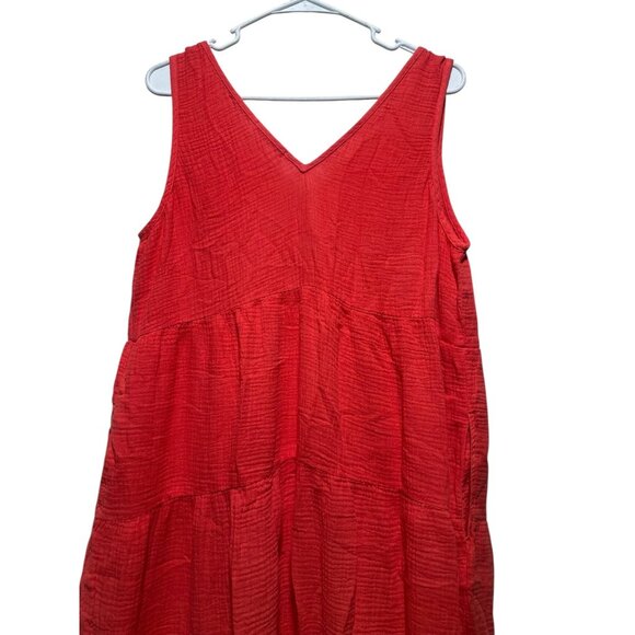 Marine Layer Corinne Double Cloth Maxi Dress Womens Large Orange Gauze Vacation - Picture 7 of 14